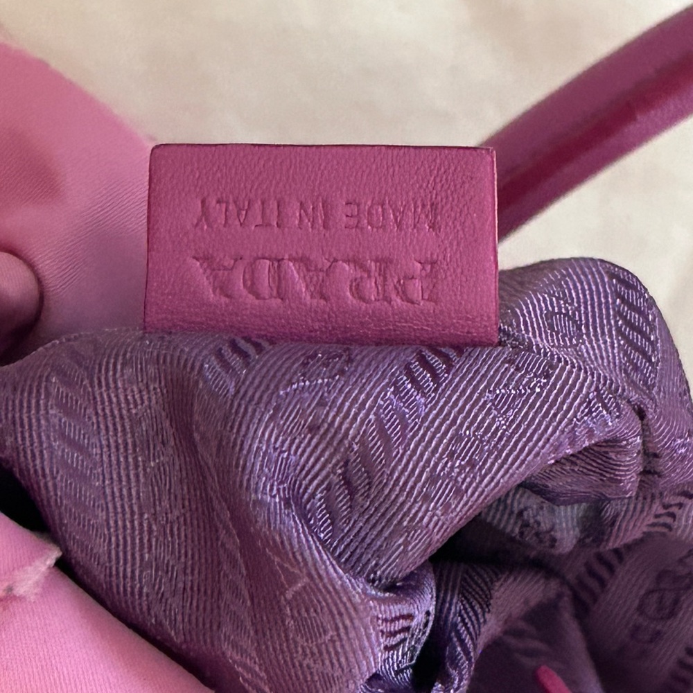 Prada Tessuto origami ruffled nylon tote hand bag pink Italy - Picture 7 of 16